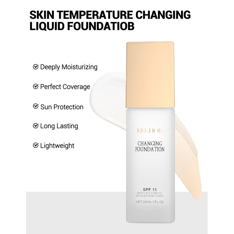 Erinde Foundation Colour Changing, Colour-Changing Foundation for Mature Skin, Concealer