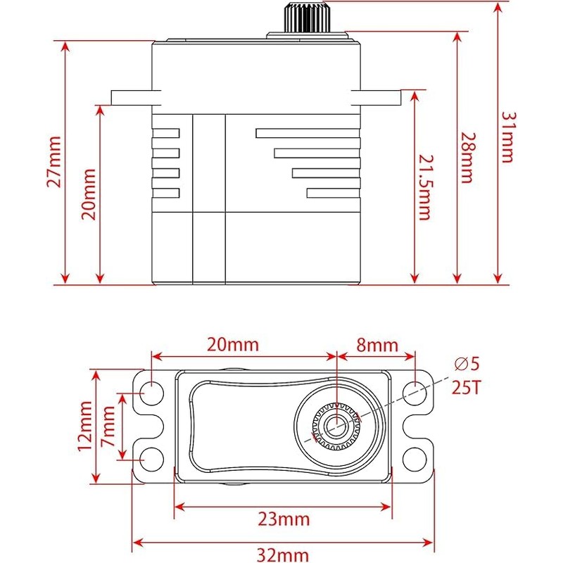 MEUS Racing Coreless High Torque 12.5KG Ascent-18 Servo with Mount