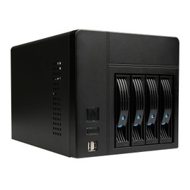 AUDHEID Mini-ITX NAS PC K3 Chassis, 4 Bay DIY Computer Case, Compatible with PSU Flex&MB ITX, 4 x 2.5/3.5" Tray, Network Attached Storage Enclosure with 2 Front USB Ports and 1x12cm Back Chassis Fan