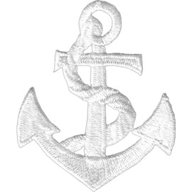 Square Deal Recordings & Supplies - White Anchor Iron On or Sew On Patch, 1.75"x2", Triangular, 1 Piece