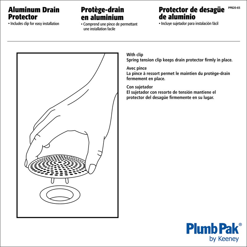 Plumb Pak Pp820-65 Flat Sink Strainer with Clip, Aluminum, 5.375"