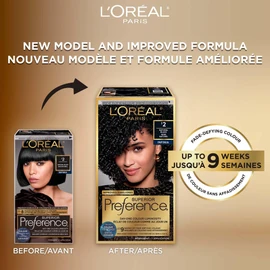 L’Oréal Paris Superior Preference 9 weeks of Luminous Fade-Defying Permanent Hair Dye, 2 Natural Black, 100% Grey Coverage, 1 Hair Dye Kit (Packaging May Vary)