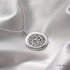 Women's Solid Silver Chain, Real 925 Silver, Round Pendant with