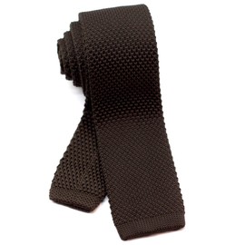 W&M Solid Color Washable Pointed Knit Tie, Necktie, 2.2 inches (5.5cm) wide, darkbrown, 大剣先幅5.5㎝×全長約146㎝