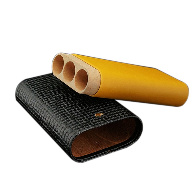 Cigar Tube Leather Travel Cigar Case Cedar Wood Tube Mini