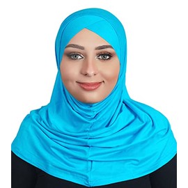 AL AMIRA Beautiful Single cross cotton hijab scarf Islamic women fancy hijab 2T101 (Sky Blue)