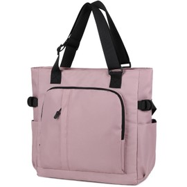 Tiny Chou Tote Bag, Waterproof Nylon Shoulder Bags Laptop Work Bag Multi Pockets Teacher Purses and Handbags for Women Men, Light Pink