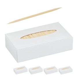 Relaxdays Wooden Toothpicks, Set of 5000, Thin Dental Woods, for Dental Hygiene, Appetizers & Crafts, Dental Woods, 6.5 cm, Natural