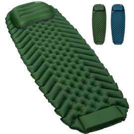 QEZER Ultralight Backpacking Sleeping Pad for Camping, with Inflatable Neck Camping Pillow, Lightweight Inflatable Sleeping Pad for Adults, Portable for Hiking, Car Travel - Durable & Comfortable