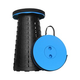 Aihoye Portable Collapsible Stool， Folding Telescoping Stool with Load Capacity 400lbs，Portable Collapsible Stool for Adults，Portable Collapsible Chair for Camping Fishing Hiking Travel BBQ(Blue)