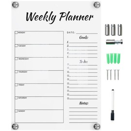 Operitacx 1set Acrylic Weekly Planner Memo Board Erasable Writing Surface for Home and Office for Students and Creative Messages Includes Push Pins and Whiteboard Marker Vertical Design