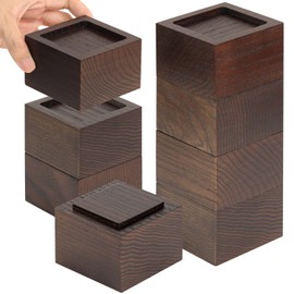FASONLA Bed Risers (Set of 8) Furniture Risers Lifts Height 2", Oak Solid Wooden Risers for Bed, Furniture, Table, Sofa, Chair Risers with Non-Slip Recessed Hole (8pcs-2" Hight-Walnut Color)