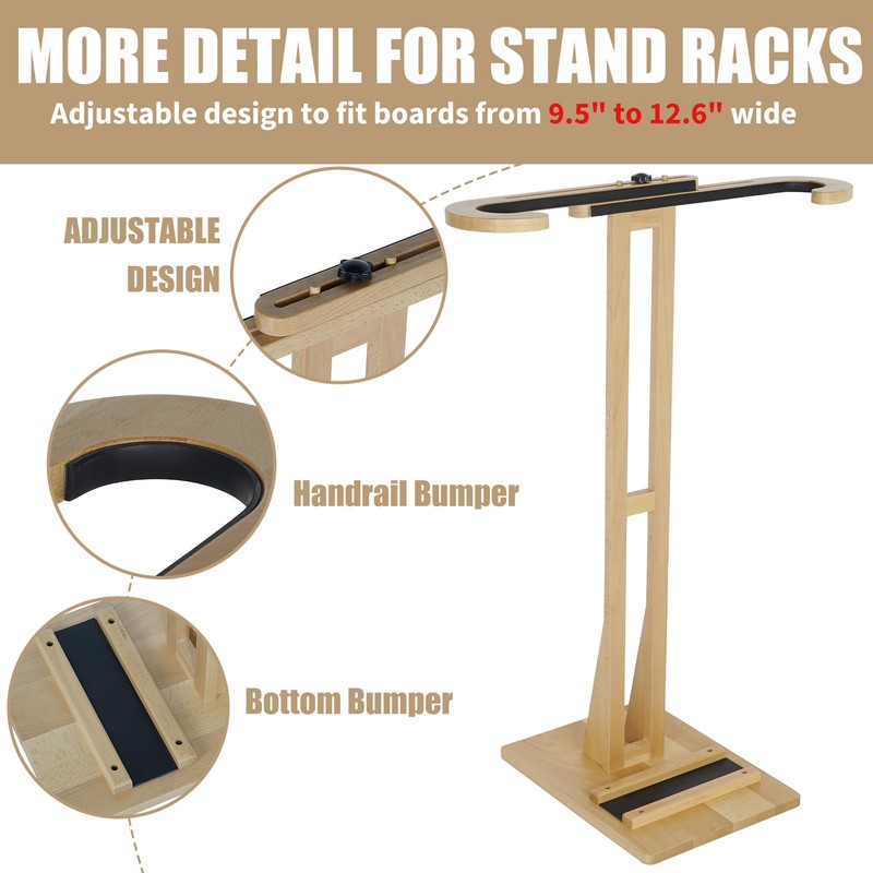 JUSTOOP Adjustable Snowboard Stand Racks, Sturdy Freestanding Snowboard Rack with