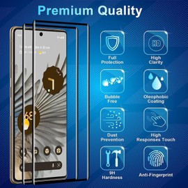 CWQZGUF Screen Protector Compatible with Pixel 7 Pro 5G, [3+3 Pack] Camera Lens Protector, Fingerprint Unlock Support, HD Tempered Glass, Touch Sensitive, Anti Scratch