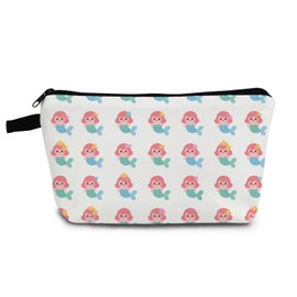 YULUENZE Cute Mermaid Makeup Bag Cute Small Organizer Bag with Zipper Cartoon Small Mermaid Cosmetic Bag Aesthetic Birthday Present for Women Friends
