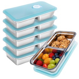 supply depot [6pcs] Stainless Steel Snack Containers,Separate Compartments for Reuse,Suitable for Lunch, Snacks and Other Scenarios,Suitable for Dining Out and Camping. (6pcs)