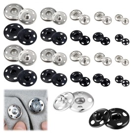Sew-On Snaps for Clothing - 276 Sets Metal Sewing Snap Fasteners Kit Heavy Duty Snap Fasteners Replacement for Clothing Jeans and Fabric Crafts (8-25mm, Black/Silver)