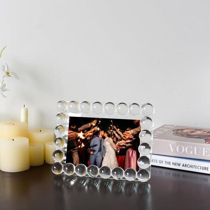 DONOUCLS Crystal 5x7Inch Picture Frame, Wedding Frame Tabletop Display, Display