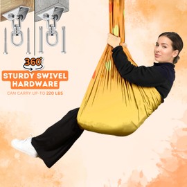 TIBEL Sensory Swing with 6 Accessories Holds 300lbs 360° Swivel Double Layer Nylon Fabric Gives Calming Therapy Sensory Effect Pelvic Joint Stability for Kids and Adults with Asperger Autism ADHD SPD