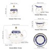 fanquare Bone China Tea Sets for Adults, 21-Piece Blue and