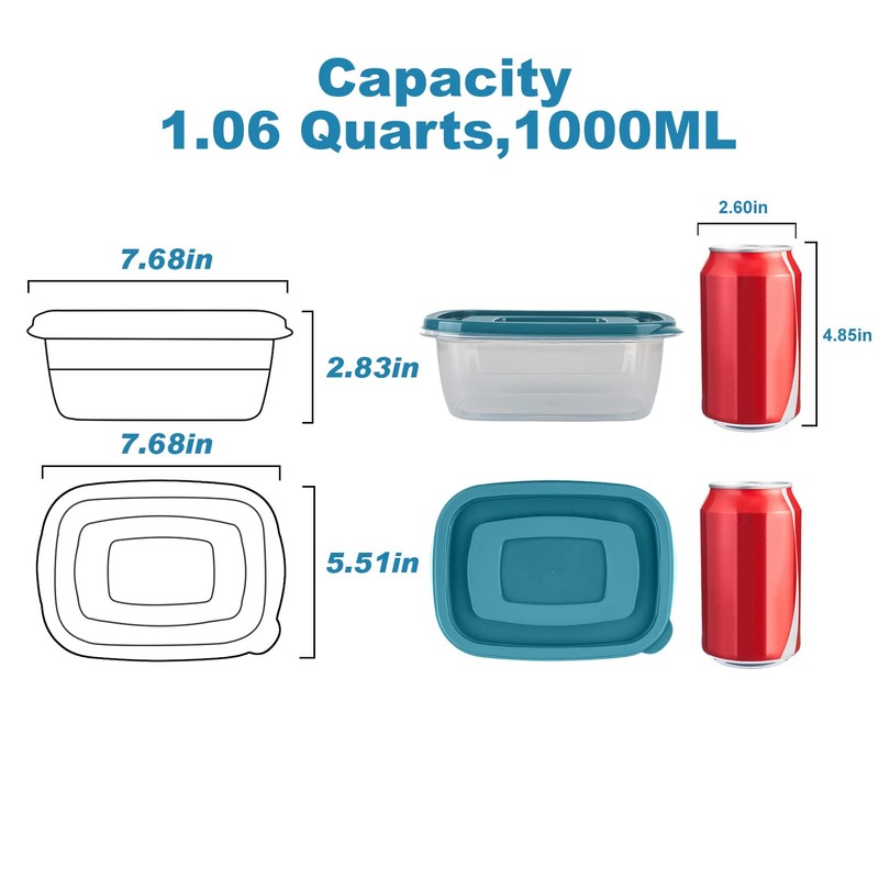 EFISH 5 Pieces Rectangular Plastic Cooling Container Food Storage Box