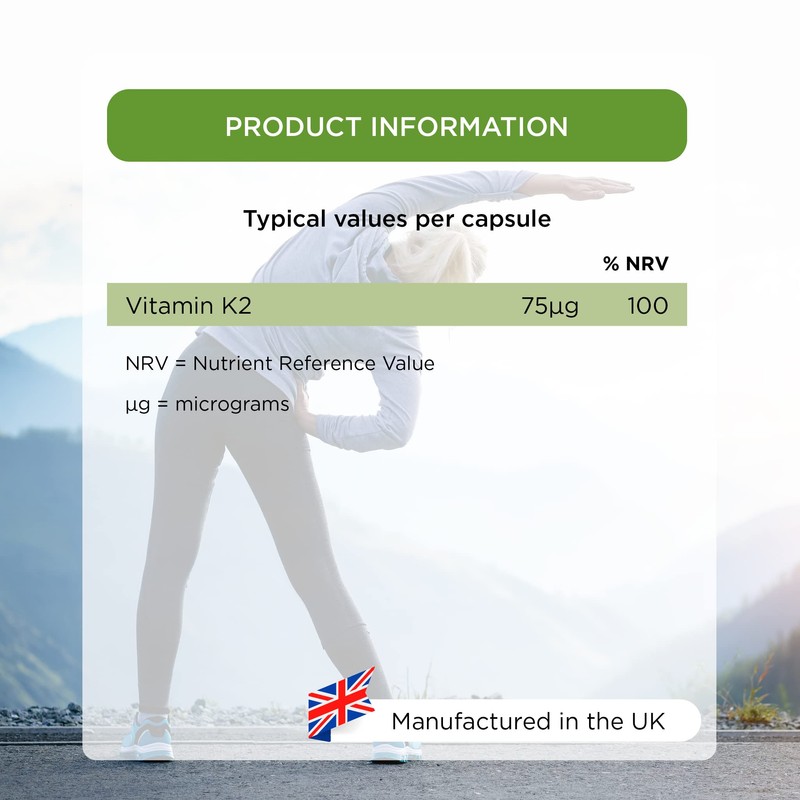 Healthspan Vitamin K2 75 mcg, Bone and Blood Health, Purest