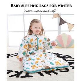 Chilsuessy Baby Sleeping Bag Winter Removable Sleeves Warm Lined 3.5 Tog Winter Sleeping Bags Boys Girls Sleeping Bag for Toddlers from 6 Months to 6 Years, Forest Animals, S (65-75 cm)