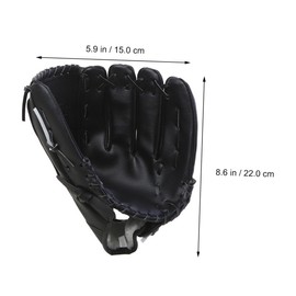 Mikinona 1pc PU Softball Glove for Comfortable Shockproof Batting Pitcher Glove Black Infielder Design Durable Sweat Slip Protection for Young Baseball Beginners