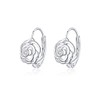 Fashion Rose Flower Sterling Silver CZ Filigree Small Hoop Earrings