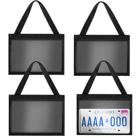 IONPSHG License Plate Holder with Hanging Strap Black License Plate Frame Cover Car Plate Bracket Test Drive License Plate Holde License Plate Tag Bag Dealer Plates Tag Bags for SUV Car Truck (4pcs)