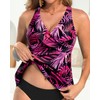 Tempt Me Women Pink Leaves Tankini Top Only Flowy Swim