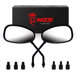 MZS Motorcycle Mirrors, Universal 10mm 8mm Motorbike Handlebar Rear View Side Mirror Adjustable Black Accessories Compatible with Motorcycle Street Bike Touring Cruiser Adventure Scooter