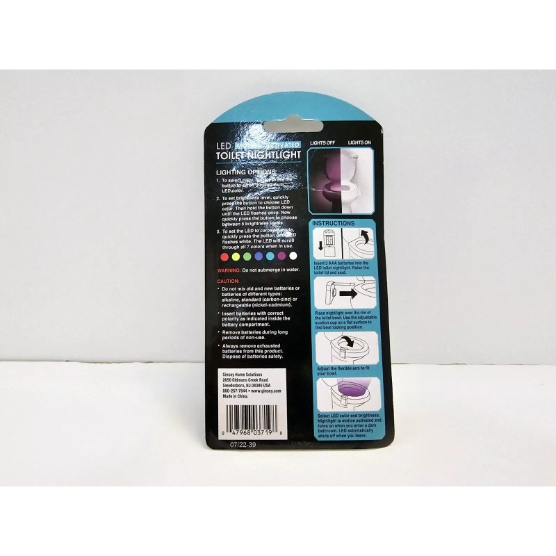 Home Solutions Bathroom LED Light - Motion-Activated LED Toilet 7