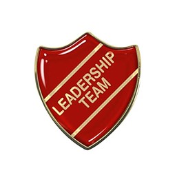 Leadership Team Gel Domed Red School Shield Badge