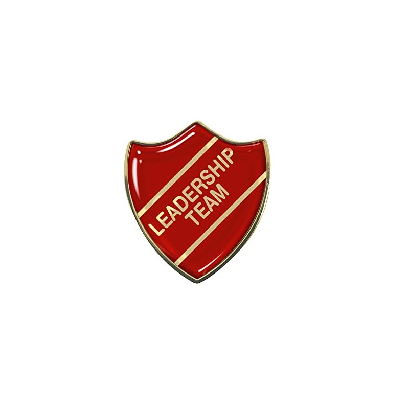 Leadership Team Gel Domed Red School Shield Badge