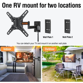 ELIVED Lockable RV TV Mount for Most 13-43 Inch TVs, RV TV Wall Mount Swivel and Tilt for Camper Trailer Motorhome, Detachable tv Bracket with Double Wall Plates, Max VESA 200x200mm, up to 22 LBS