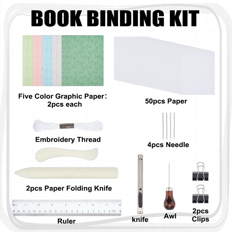 WEBEEDY 4 Sets DIY Bookbinding Kit Complete Book Making Kit