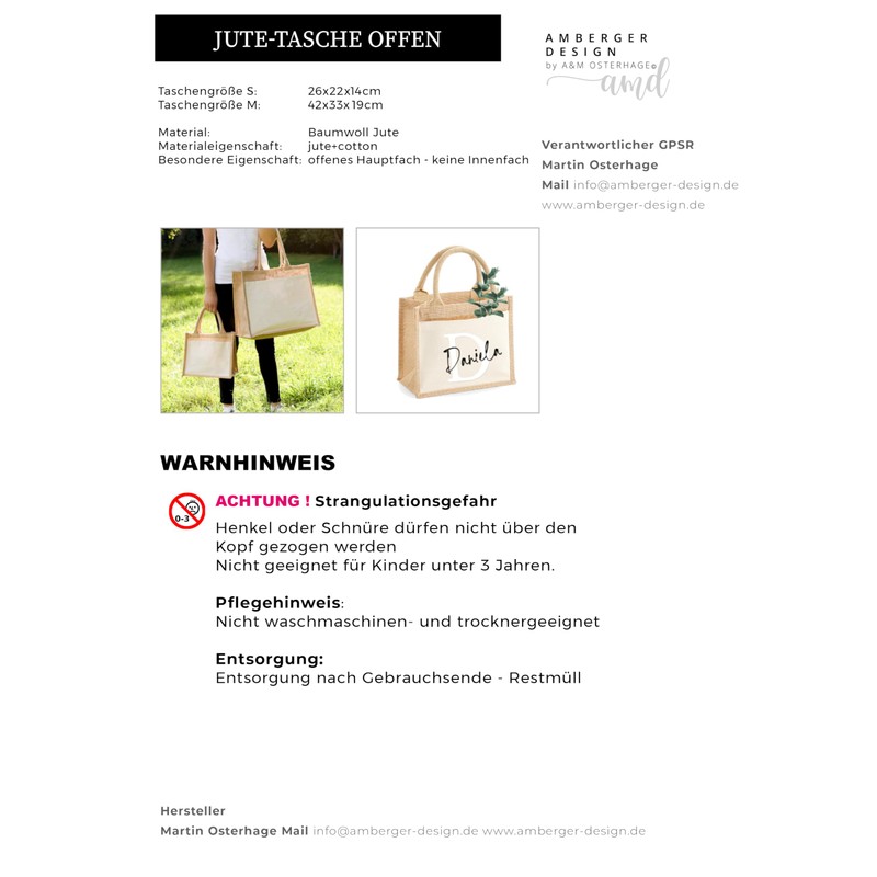 AMBERGER DESIGN by A&M Osterhage amd Jute-Tasche Besties personalisiert |
