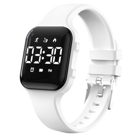 Kids Step Counter Watch, Digital Pedometer, Fitness Tracker Wristwatch, Waterproof Sport Watch, for Children Boys Girls Teens(White)