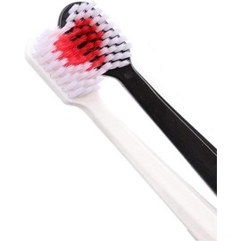 2 cepillos de dientes blancos y negros en forma de corazón para parejas, cepillos de dientes ecológicos, nano, cepillo de cuidado dental, cepillos de dientes manuales, talla única, cuidado bucal