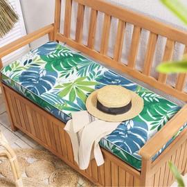 TWLEAR Outdoor Bench Cushion, Patio Furniture Cushion 48 x 18 x 3 Inch, Water Resistant Garden Sofa Swing Pad Settee Loveseat Couch Replacement Cushion, 1 Pack, Islamorada Blue Green