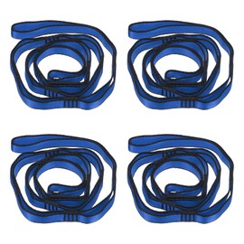 PATIKIL 51 Inch Daisy Chain Straps, 4 Pack Strong Climbing Strap Adjustable Nylon Chain Sling with 8 Loops for Aerial Yoga Hammock Swing, Blue