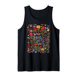 Mixed Flowers Bouquet Wildflowers Floral Pattern Aesthetic Tank Top