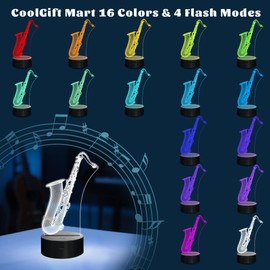 CoolGift Mart Saxophone Night Light, 3D LED Optical Illusion Lamp with 16 Colors and Remote Controller, Gifts for Saxophone Enthusiasts Music Lovers