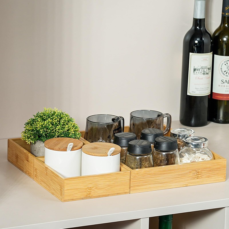 Fabsome Drawer Organizer, Set of 9 Bamboo Wood Kitchen Makeup