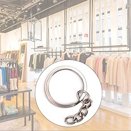 Kit de 100 Anillos de Llavero Plateados, Anillos de Llavero con Cadena, Piezas de Llavero y Conector, Accesorios Colgantes Redondos para Llavero de...