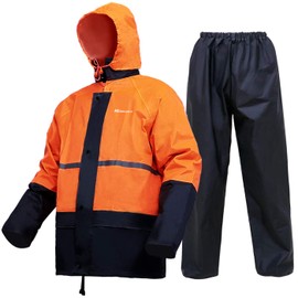Rain Gear for Men Women Waterproof Lightweight Rain Suits Hood Rain Jacket and Rain Pants for Outdoor(M,Orange)