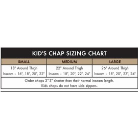 High-n-Dry Briar Proof, Waterproof, Kid's Chaps, Made in U.S.A. (Large 26" Thigh/20 Inseam) Brown