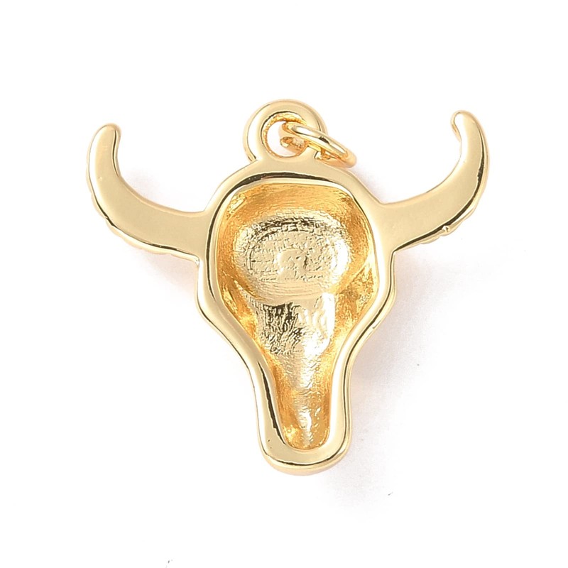 10pcs 18K Real Gold Plated Cow Head Charm - Brass