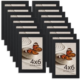 Memory Island 4x6 Photo Frames for Wall and Tabletop Display, 4 by 6 Black Picture Frames with HD Plexiglass, Set of 15